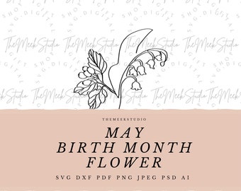 MAGGIO Mese di nascita fiore SVG per portachiavi collana fiori incisione fiori mese di nascita fiori bouquet file adesivi tagliati
