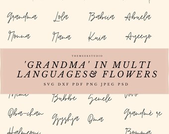 Grandma svg, the best granda svg, mother's day svg, grandma flower svg, grandma png, abuela svg, grandma in different languages