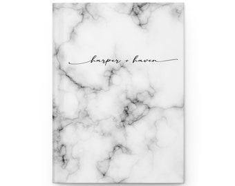 Diario personalizzato di taccuino personalizzato in marmo bianco che le pagine del diario del diario del capo del taccuino della ragazza