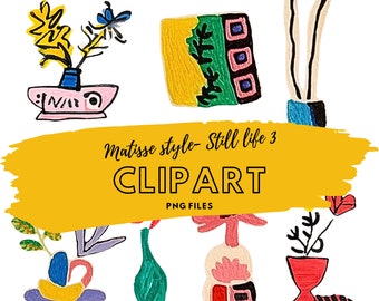 Digital stickers, Matisse stickers, Matisse style png, oil pastel drawing sticker, aesthetic sticker, artist sticker, water bottle png