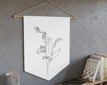 Bandiera gagliardetto personalizzata Bouquet personalizzato del mese di nascita della famiglia linea minimalista opera d'arte decorazioni per la casa striscione da parete per la parete della scuola materna per la casa