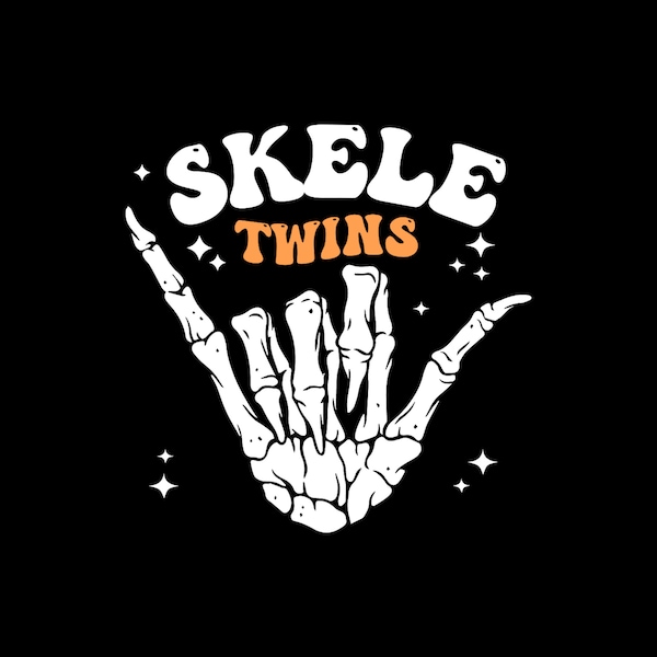 Twins Halloween Matching Skeletwins Funny Dancing Skeletons Digital PNG