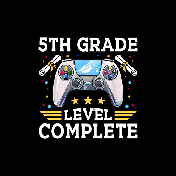 5th Grade Level Complete Gamer Kids Class of 2023 Boys Digital PNG