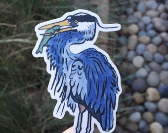 Great Blue Heron Matte Vinyl Waterproof Sticker