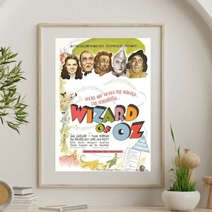 Vintage Wizard of Oz Movie Poster | Retro Wall Art  | Beautiful Vintage Film Print  | Dorothy | Art for Kids or Movie Room | Digital Print