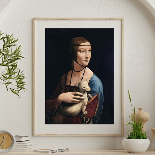 Lady With An Ermine | Vintage Painting | Leonardo Da Vinci | Italian Renaissance | Antique Art for for Home | Digital Download Art Print