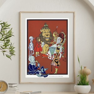 The Golden Cap | Vintage Children&#39;s Book Illustration | Wizard of Oz Art | Kids Room Wall Decor| Digital Art Print | Dorothy Toto | Wall Art