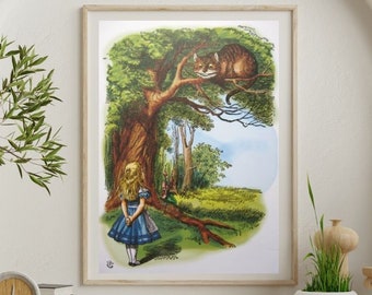 Alice in Wonderland Print: Vintage Cheshire Cat Illustration (Digital Download)