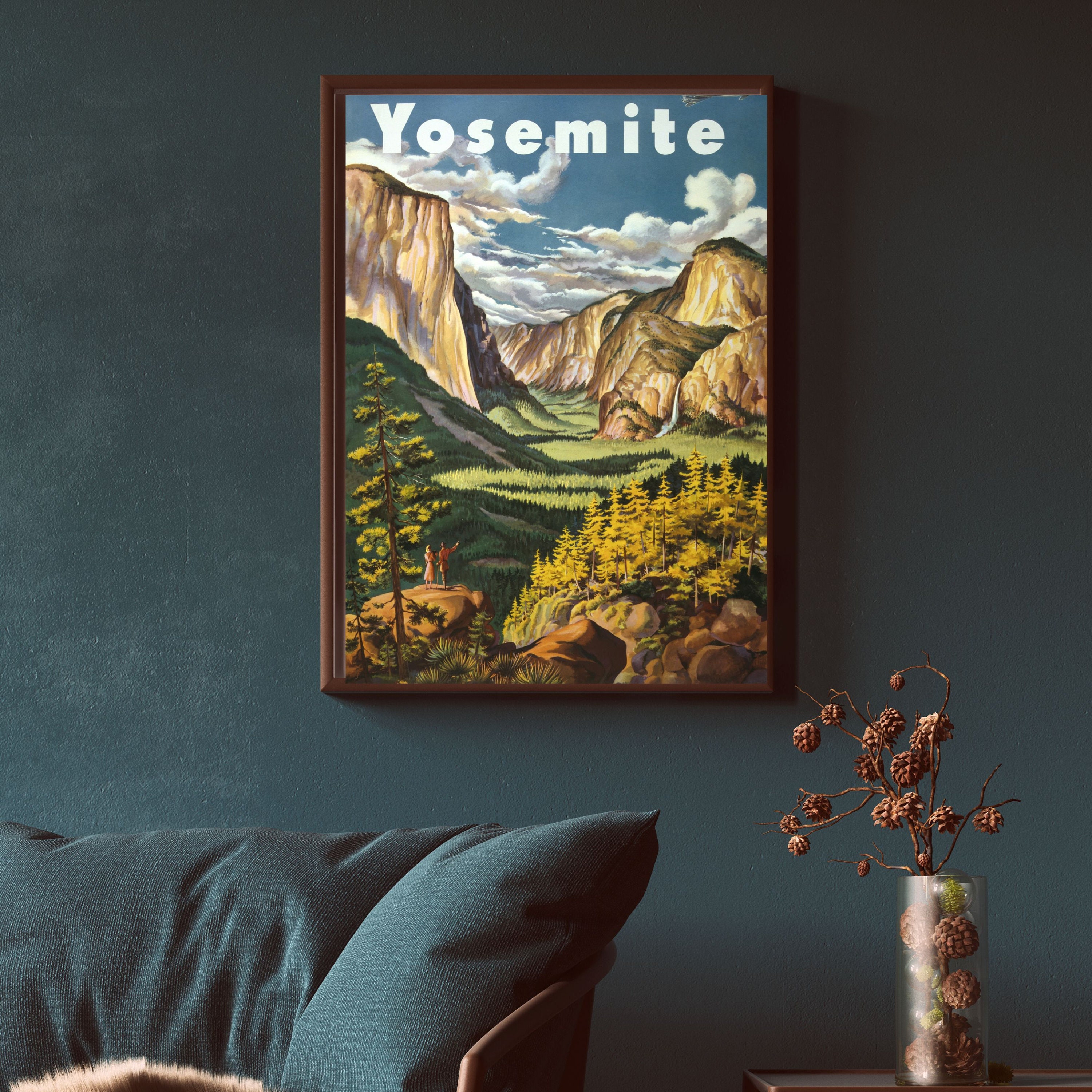 Stampa Poster Vintage Viaggio Yosemite United Air Lines - Formato A4 - Nuovo