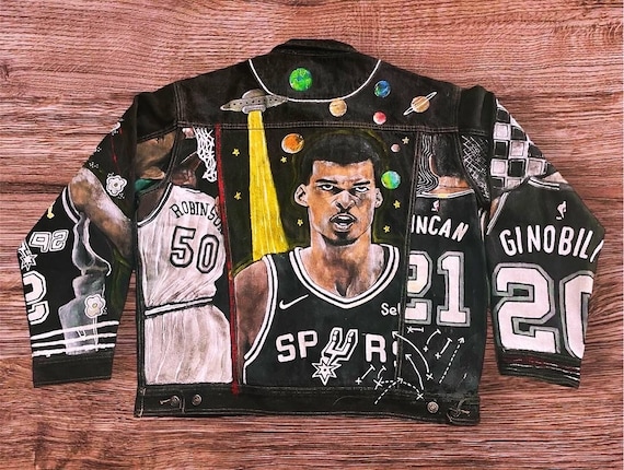 90's NBA SPURS Denim Jacket ウェンバンヤマ ダンカン Custom 1 of 1 Wemby Spurs All Time Jacket - Etsy