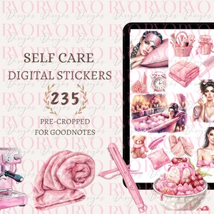 Self Care Digital Stickers, Digital Planner Stickers, Self Love Stickers, Pre-cropped Aesthetic Stickers | Self Care Stickers for GoodNotes