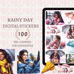 Rainy Day Digital Stickers, Digital Planner Stickers, Weather Stickers, Umbrella Stickers, GoodNotes Stickers | GoodNotes Planner