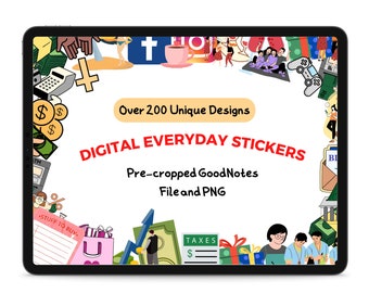 Digital Planner Stickers for GoodNotes, Goodnotes Stickers, PNG Stickers