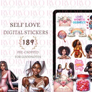 Black Girl Self Love Digital Stickers, Planner Stickers, Self Love Stickers, Positive Affirmations, GoodNotes Stickers | GoodNotes Planner