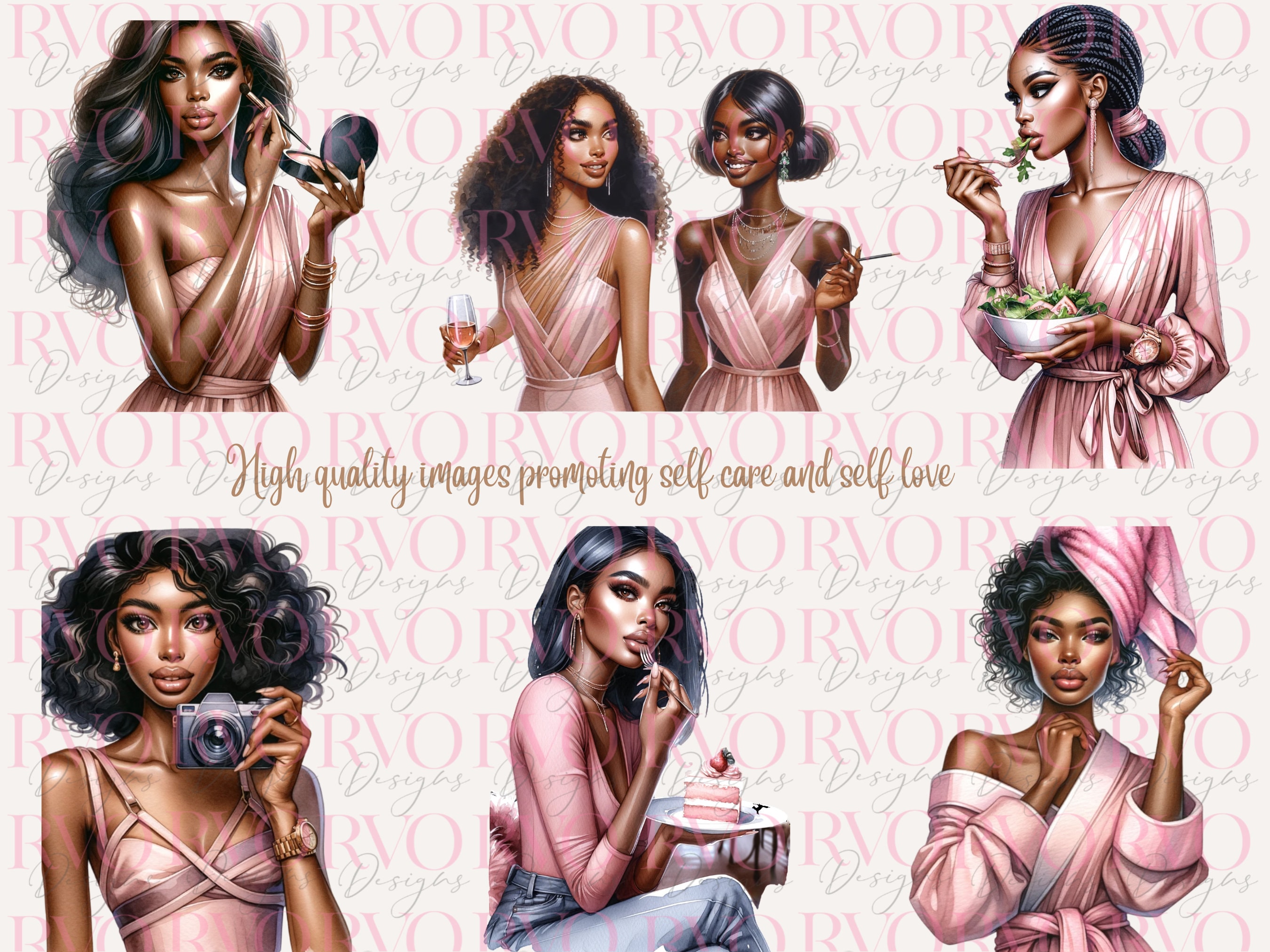 Black Girl Self Care Digital Stickers, Digital Planner Stickers ...