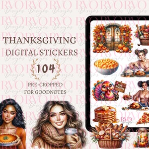 Pegatinas digitales de Acción de Gracias, pegatinas del planificador digital, feliz día de Acción de Gracias, pegatinas de otoño, pegatinas GoodNotes / Planificador GoodNotes