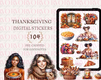Thanksgiving Digital Stickers, Digital Planner Stickers, Happy Thanksgiving, Fall Stickers, GoodNotes Stickers | GoodNotes Planner