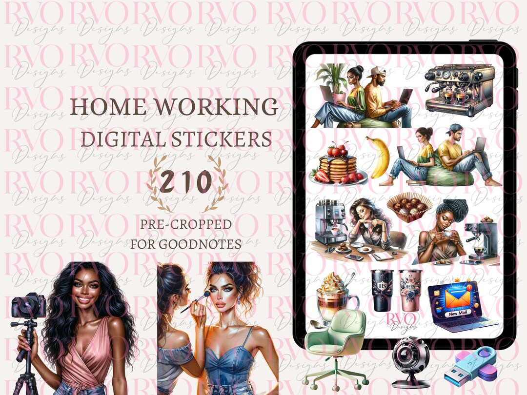 Work From Home Digital Stickers, Digital Planner Stickers, Home Office ...