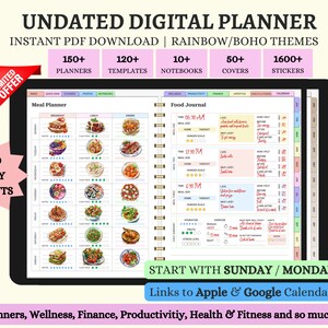 Undated Digital Planner, Undated GoodNotes Planner, Digital Monthly Planner, iPad Planner, Minimalist Digital Planner, GoodNotes Stickers