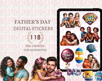 Father's Day Digital Stickers, Digital Planner Stickers, Father's Day Clipart, Father and Child, GoodNotes Stickers | GoodNotes Planner