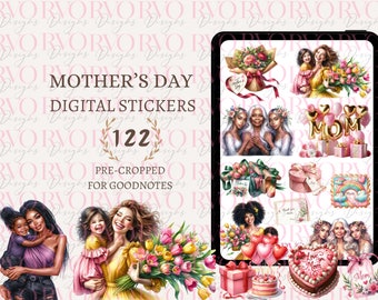 Mother's Day Digital Stickers, Digital Planner Stickers, Mother's Day Clipart, Mother and Child, GoodNotes Stickers | GoodNotes Planner