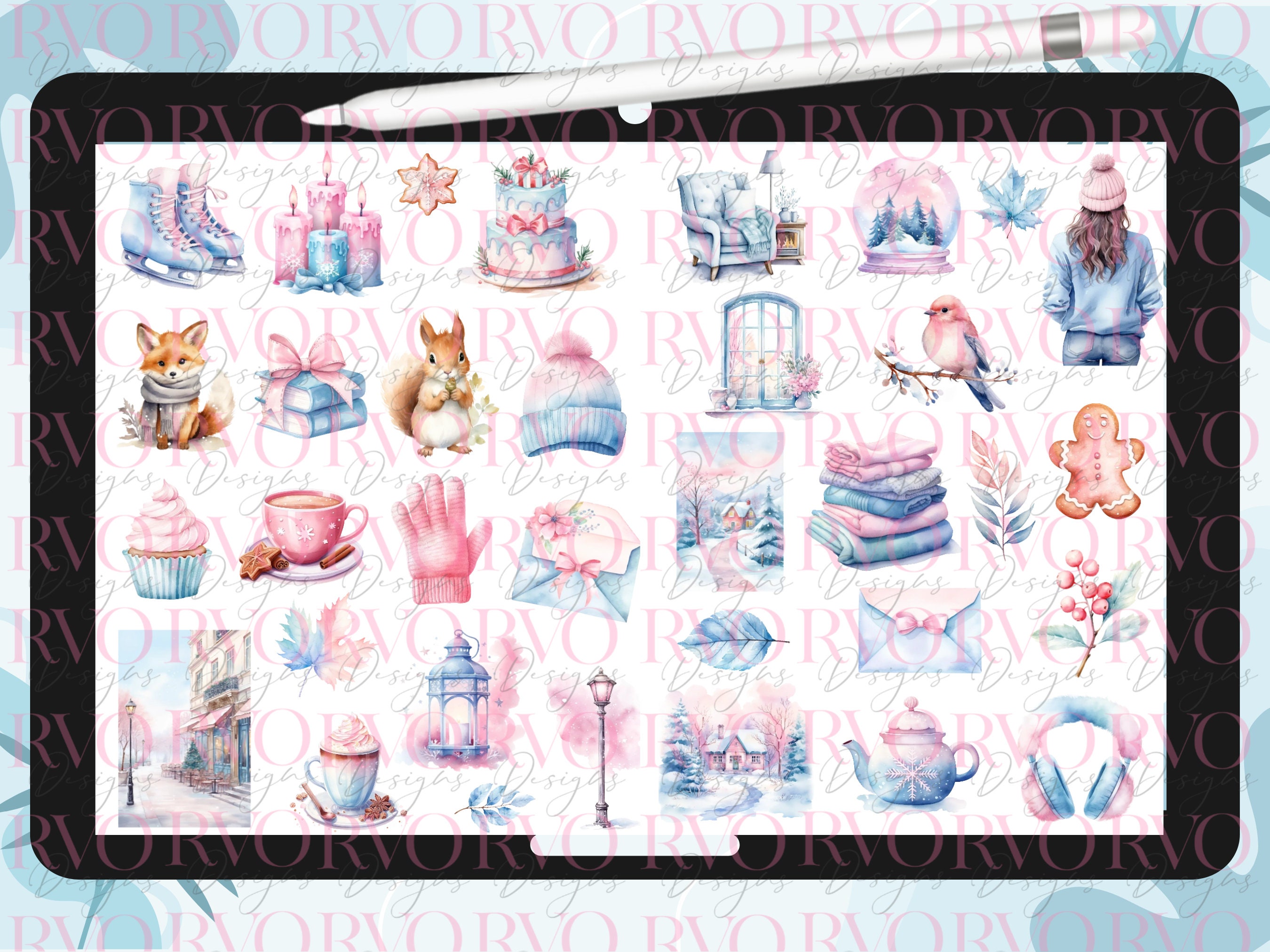 Winter Digital Stickers, Cozy Holidays Digital Planner Stickers ...