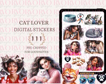 Cat Lover Digital Stickers, Digital Planner Stickers, Kitten Digital Stickers, Cat Lady Stickers, GoodNotes Stickers | GoodNotes Planner