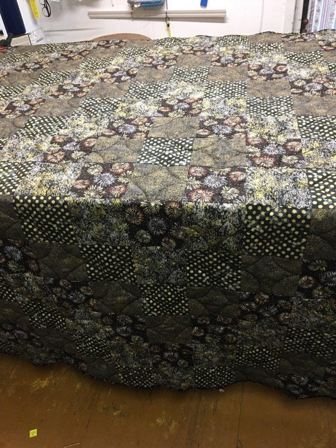 Black and Gold Quilt Etsy