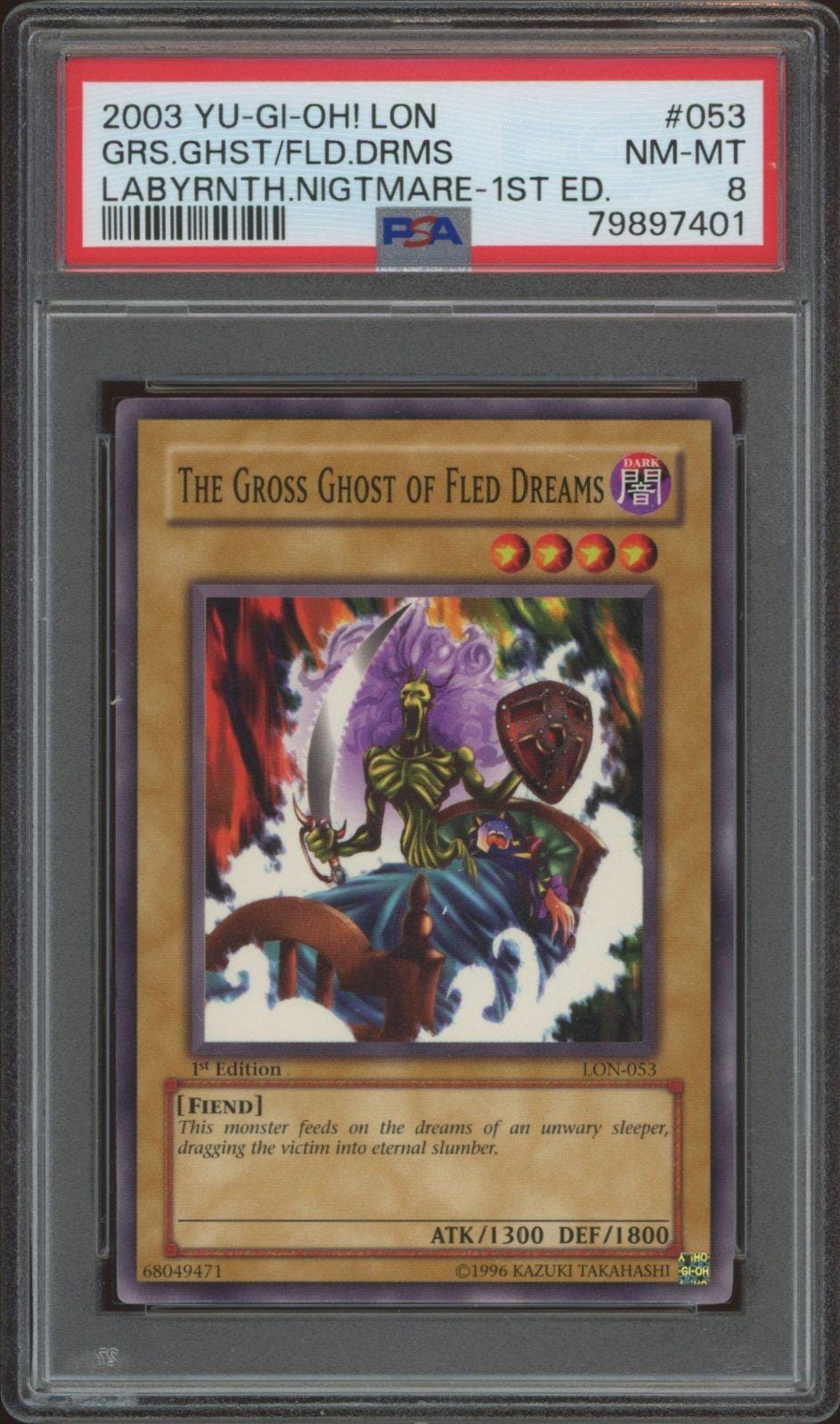 2003 yugioh cards 2003 Yu-Gi-Oh! Labyrinth of Nightmare Gemini Elf #LON-000 1st Edition PSA 9 main image 1