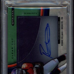 2012 Topps Strata Ronnie Hillman Clear Cut Autograph Rookie Relic Green Patch #CCAR-RH (/55) (PSA 6)