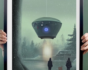 The magic of Christmas, Ufo, UFOs painting, cryptids, aliens, Ufo art, digital painting, uap, alien,extraterrestrial