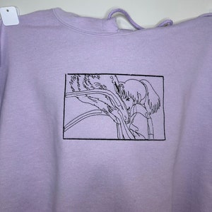 Spirited away studio ghibli girl hugging dragon embroidered hoodie