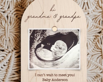 Bonjour grand-mère et grand-père, cadre photo pour échographie, faire-part de grossesse pour la famille, faire-part de naissance, idée pour grands-parents