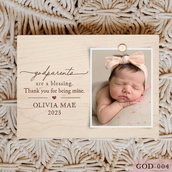 Godparents Frame, Godparents Gift, Personalized Godparents Gift for Baptism, Godparents Gift from Godchild, Thank You You Gift