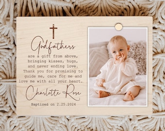 Godfather Gift from Goddaughter Godson Godchild, Godfather Engraved Picture Frame, Personalized Godfather Thank You Gift