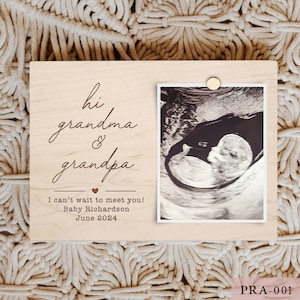 Hi Grandma and Grandpa Photo Ultrasound Frame, Family Pregnancy Announcement Gift, Baby Announcement Reveal Idea Grandparents,
