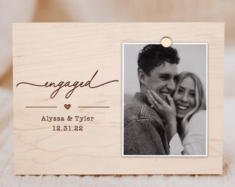 Engagement Photo Frame & Plaque, Engagement Gift, Personalized Gift for Engaged Couple, Wooden Engagement Picture Frame Engraved