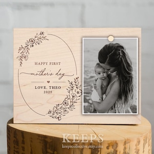 Première carte cadre photo pour la fête des mères, 1er cadeau fête des mères de bébé, première fête des mères 2025 personnalisée