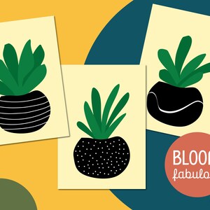 Abstract plant trio artwork | A4 print-at-home | A4 poster | downloadable | digital download | house plant design | botanical | set of 3