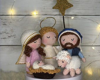 Handmade Holy Family Amigurumi Set: Crochet Religious Dolls (5")