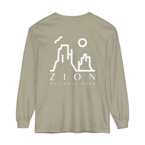 Zion National Park Minimalist Design Long Sleeved Comfort Colors T Shirt Single Color With Options