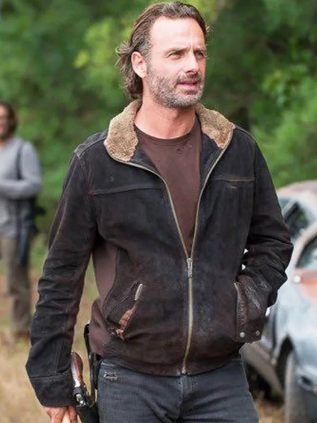 Handmade Rick Grimes Suede Leather Jacket, the Walking Dead Cosplay Fur