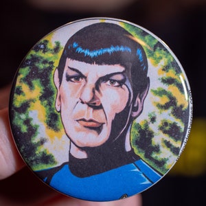 Button - Sci-Fi Trek Half Human Half Alien Character, fan art, 2 inches