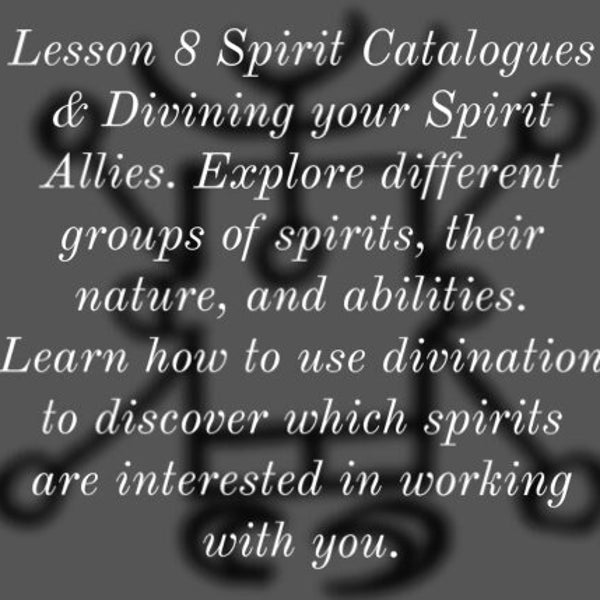 Lesson 8 Spirit Catalogues & Divining Spirit Allies