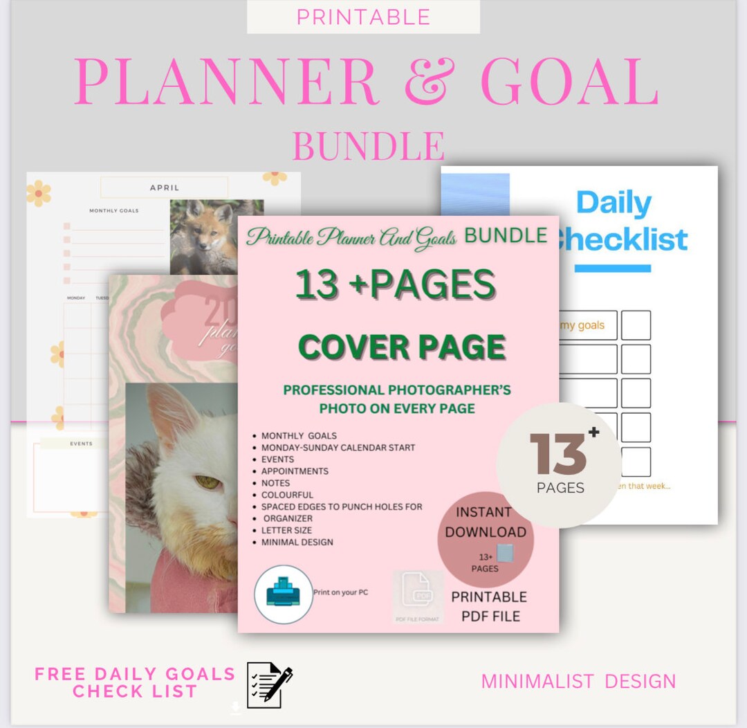Caledar Checklist Daily Checklist Bundle for Planning and Productivity | Printable and ...