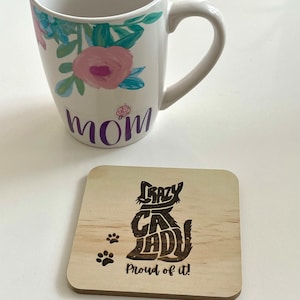Wood Cat Dog Coaster Pet lovers Gifts Wood Engraved Hand crafted Coaster Home Decor Gift for Friend Mother’s Day Dad Coffee Nature Lovers