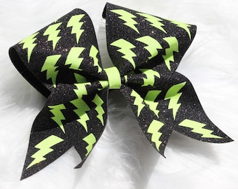 Glitter Lightning Bolt Cheer Bow | Custom Cheer Bow