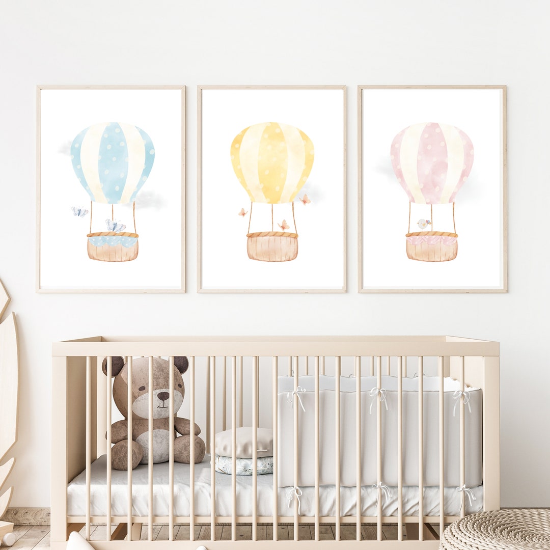 Hot Air Balloon Nursery Decor, Set of 3 Prints (digital Download) - Etsy