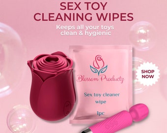 Blossom Productz Sex Toy Cleaning Wipes 5 Individually Wrapped Safe For All Sex Toys.  Perfect for Traveling, Discreet