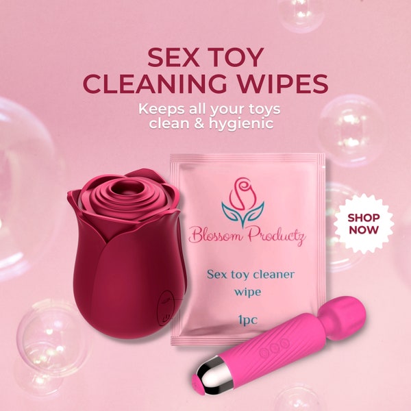 Blossom Productz Sex Toy Cleaning Wipes 5 Individually Wrapped Safe For All Sex Toys.  Perfect for Traveling, Discreet